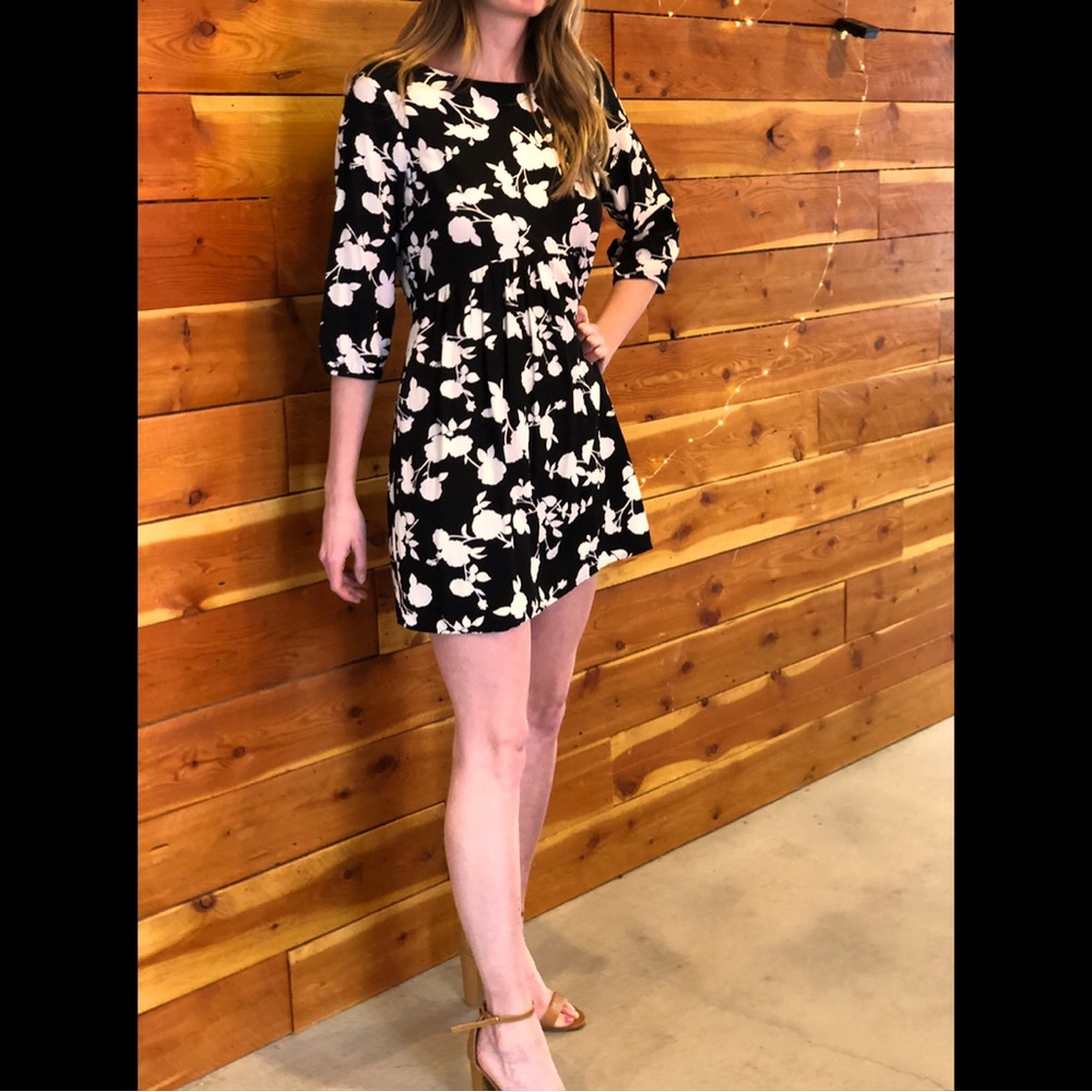 Floral Black & White Dress